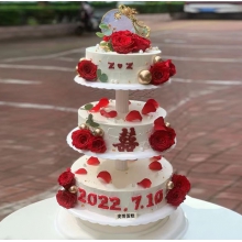 三层婚庆主题蛋糕